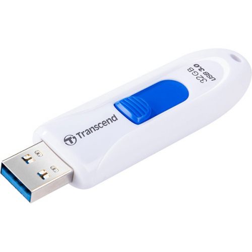 USB 64 GB, JetFlash 790W, USB3.1, 100/30 MB/s, Retractable, White/Blue