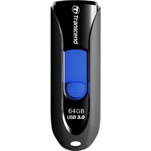 USB 64 GB, JetFlash 790K, USB3.1, 100/30 MB/s, Retractable, Black/Blue